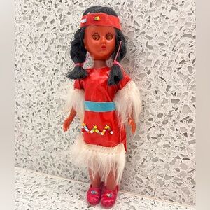 Vintage Carlson Native American Indian Doll Sleepy Eyes Beadwork